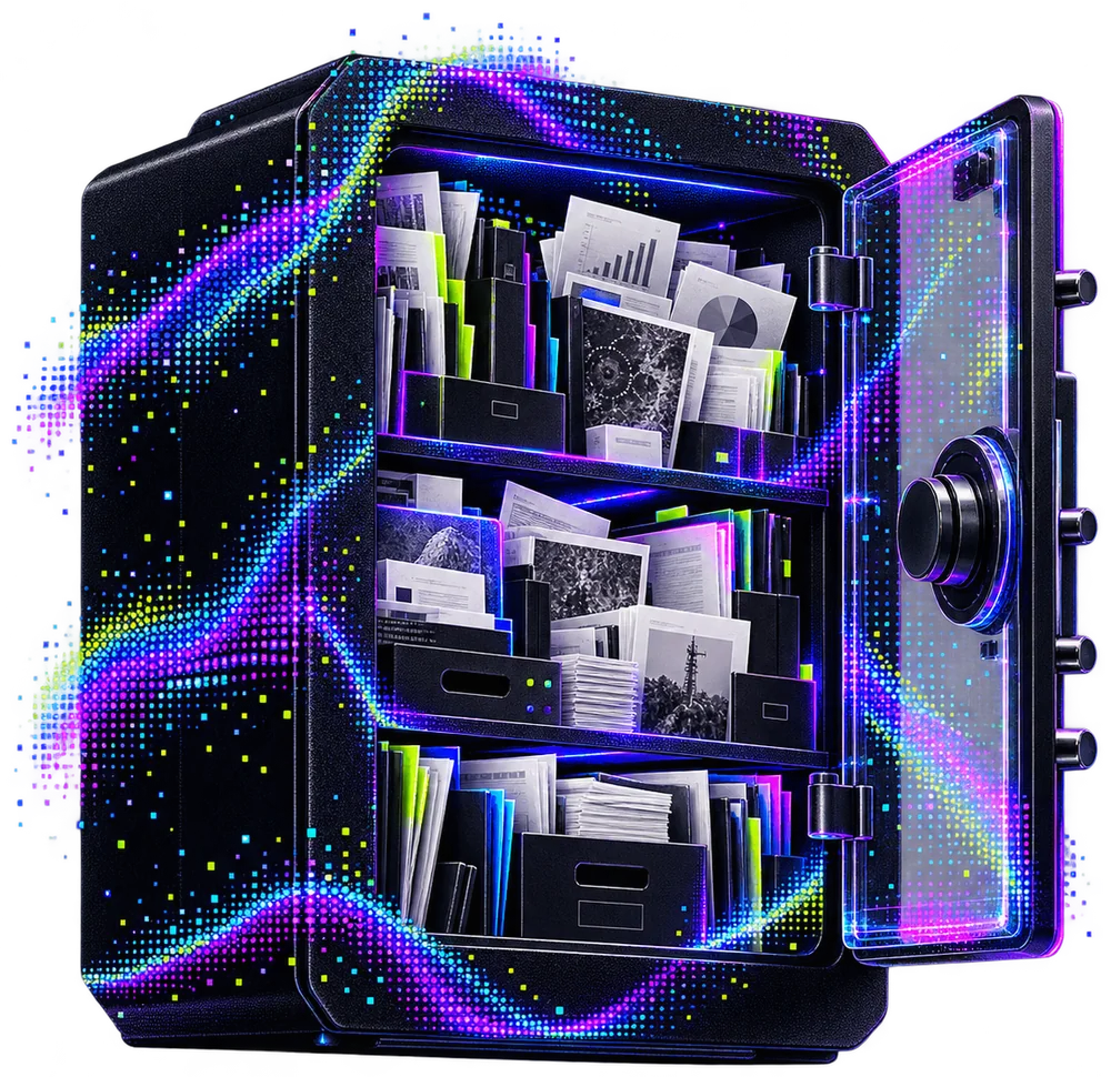 Data vault holding company records under lock